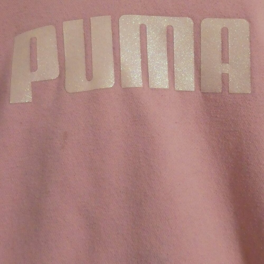 PUMA | small (6) girls | Pink Hoodie With Pockets | Bold PUMA glitter logo